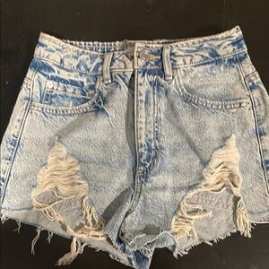 Garage Light Blue Distressed Jean Shorts